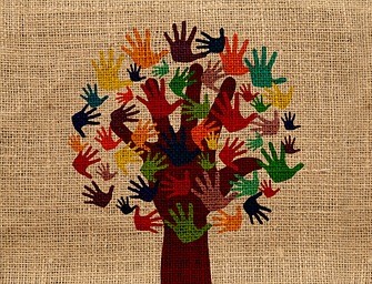 Volunteer hands tree